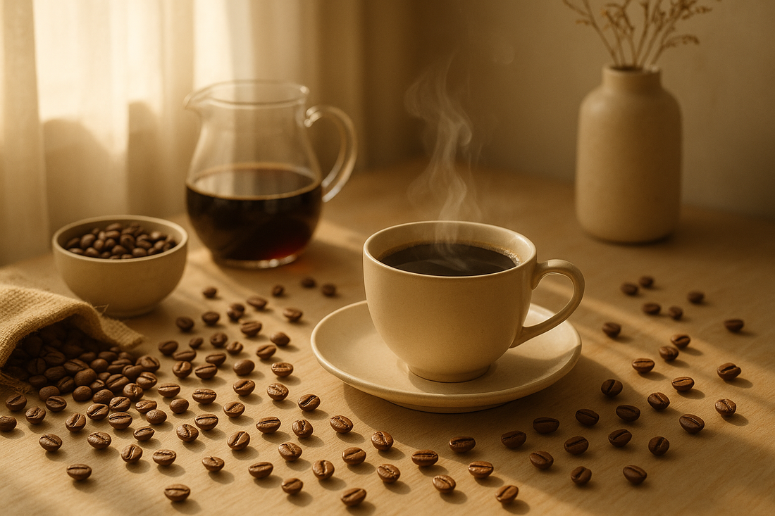 Ritual del café por la mañana con granos recién molidos