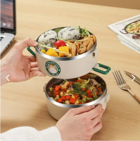 Lonchera Porta Comida 2 En 1 Almacenador en Acero Inoxidable