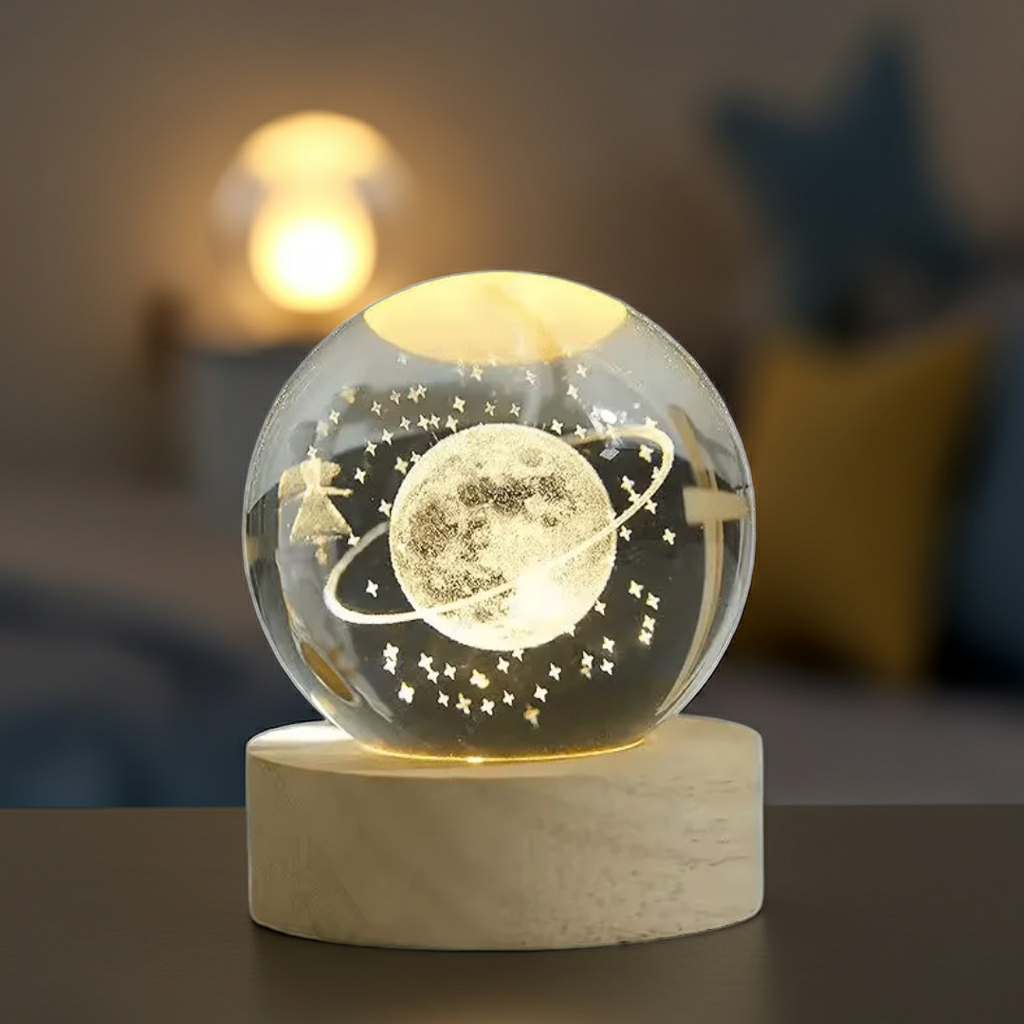 3d Lampara De Noche Led Galaxia Bola Cri