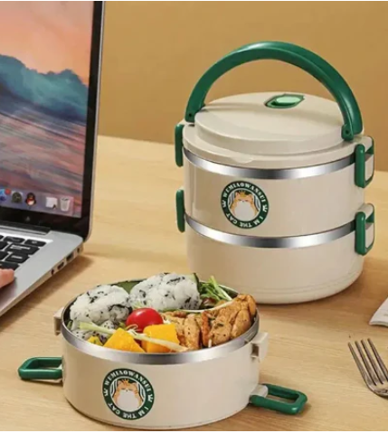 Lonchera Porta Comida 2 En 1 Almacenador en Acero Inoxidable