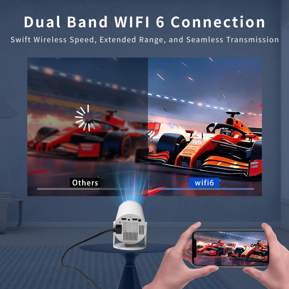 Proyector Portátil HY300 - 200 ANSI Lúmenes con Bluetooth y Pantalla de 11 Pulgadas